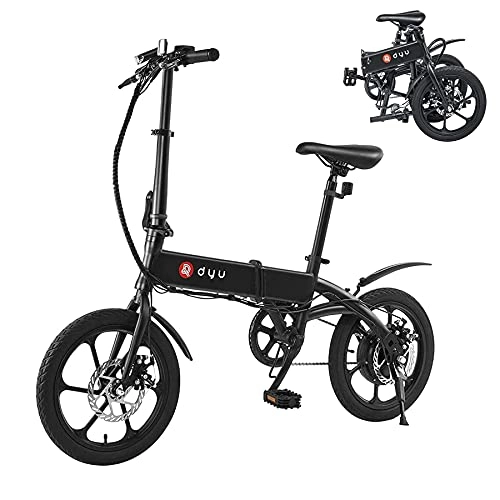 Bicicletas eléctrica : Bicicleta Eléctrica, DYU 16" Bicicleta Eléctrica Plegable Inteligente, 240W 36V 5Ah Motor Batería de Litio E-Bike Para Adultos y Adolescentes