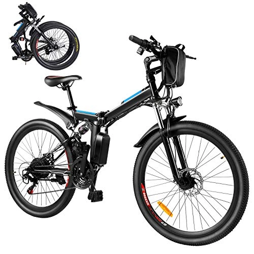 Bicicletas eléctrica : Bicicleta Eléctrica E-Bike, Bicicleta Eléctrica Plegable de 26'' 250W con Batería Extraíble de 8Ah, Profesional de 21 Velocidades, Bicicleta de Ciudad para Hombres y Mujeres