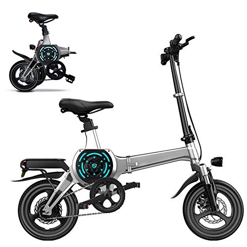 Bicicletas eléctrica : Bicicleta eléctrica e Bike plegable de 14 pulgadas, 250 W, bicicleta eléctrica extraíble, batería de 48 V, 10 Ah, 32 km / h, para adultos, plegable, 50 km de largo recorrido, Grise_14 Ah