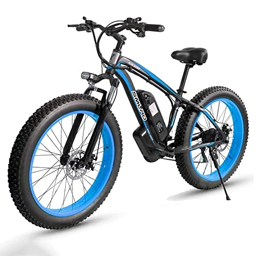 Bicicletas eléctrica : Bicicleta Eléctrica E-MTB 26", Bicicleta de Montaña con 4, 0 Neumáticos Gordos Batería Litio 48V 13Ah, 80N.m, Shimano 21vel, Freno de Disco, EU Warehouse (Azul)