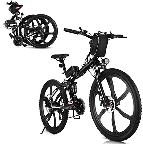 Bicicletas eléctrica : Bicicleta eléctrica eléctrica de 350W 26 Pulgadas Bicicleta eléctrica Plegable de la montaña 48V 10Ah Batería de Litio extraíble 21 Ciudad de la Velocidad Ebike Cruiser Carruper Bicicleta