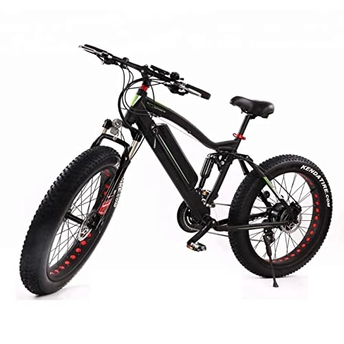 Bicicletas eléctrica : Bicicleta eléctrica for adultos 75 0W / 1000W Motor trasero Bicicleta eléctrica de 26 pulgadas de neumático de grasa con 48V 17.5Ah batería de litio extraíble ebike ( Color : Negro , tamaño : 750W )
