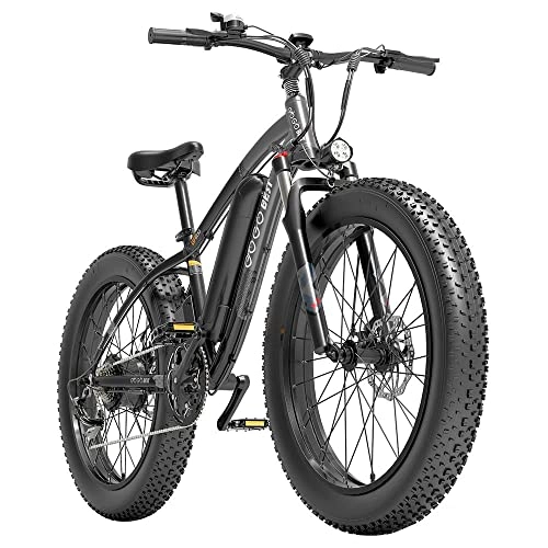 Bicicletas eléctrica : Bicicleta eléctrica GOGOBEST GF600, Bicicleta de montaña Fat Bike de 26 '' * 4.0 '', Bicicleta de Ciudad, batería de 48V 13Ah, gradiente negociable de gradiente de 35 ° (Negro Amarillo) (Gris Negro)