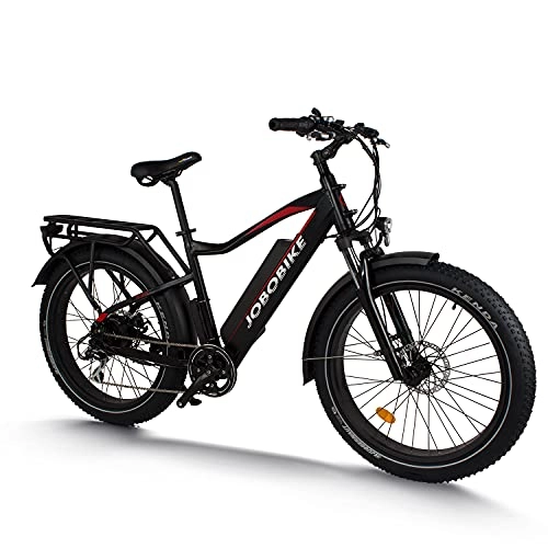 Bicicletas eléctrica : Bicicleta eléctrica JOBO Robin Bicicleta de montaña Ebike, Bicicleta eléctrica de 26"con batería de Litio de 48V 14.5Ah 500W y Shimano 7 velocidades 25 km / h Rango de Velocidad máxima 75 km, Faros LED