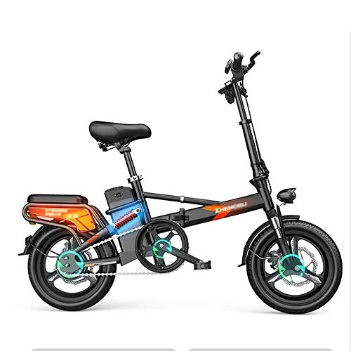 Bicicletas eléctrica : Bicicleta eléctrica OQJUH Folding48 V 14, 5 Ah, batería de litio de aleación de aluminio, tres modos de trabajo con asiento trasero, Endurance200 kM