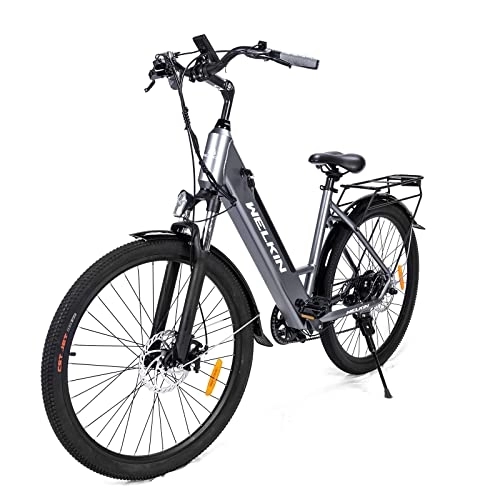 Bicicletas eléctrica : Bicicleta eléctrica para adultos, bicicleta de montaña de 27.5 pulgadas, batería de iones de litio extraíble 250W, velocidad máxima 25 km / h (plata)