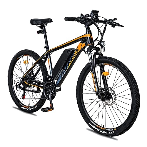 Bicicletas eléctrica : Bicicleta eléctrica para adultos, bicicleta de montaña eléctrica con soporte trasero de 36 V 10 Ah batería extraíble, motor de 250 W de 21 velocidades de desplazamiento de bicicleta de ciudad (negro)