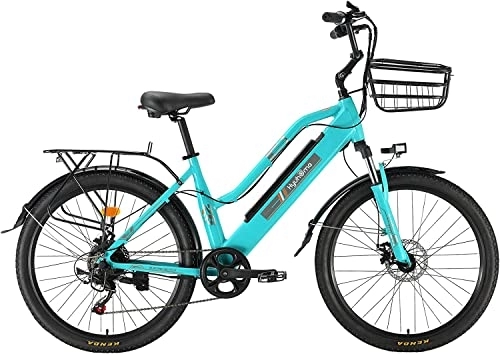 Bicicletas eléctrica : Bicicleta eléctrica para Adultos, Bicicleta de montaña eléctrica de 26 Pulgadas para Mujer, Bicicleta eléctrica para Hombres con Shimano 7 velocidades y Frenos de Disco duales (Verde)