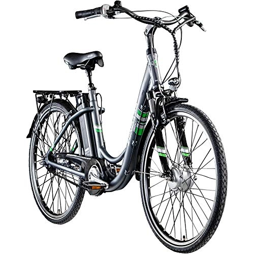 Bicicletas eléctrica : Bicicleta eléctrica para mujer de 26 pulgadas, Pedelec Zündapp Green 3.7 (antracita, 46 cm)