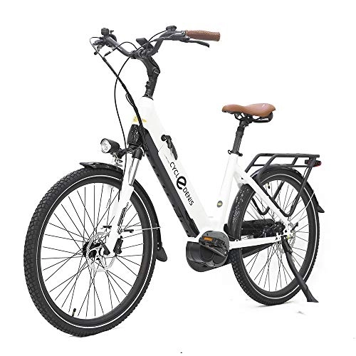 Bicicletas eléctrica : Bicicleta eléctrica Pedelec de 26 pulgadas, 250 W, con batería de iones de litio de 36 V, 13 Ah, para adultos, color blanco