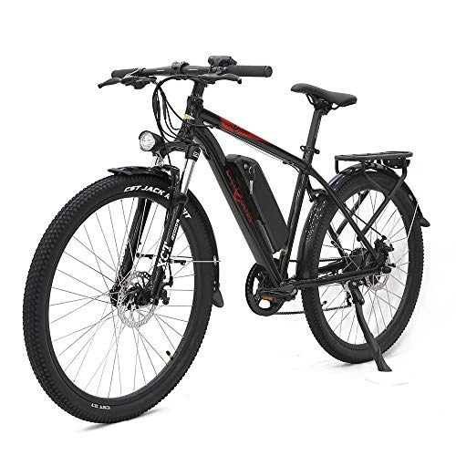 Bicicletas eléctrica : Bicicleta eléctrica Pedelec de 27, 5 pulgadas, batería de 36 V 13 Ah, motor de rueda trasera de 250 W, 8 velocidades, para adultos, color negro