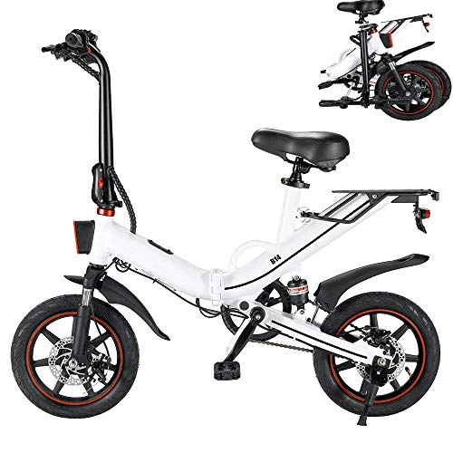 Bicicletas eléctrica : Bicicleta Eléctrica Plegable 14 Pulgadas 400W 25km / h Ciclomotor Bicicletas Bici de Ciudad / Montaña Bateria de Litio 48V 15AH de Aluminio Display LCD para Adultos Hombres Mujeres [EU Stock