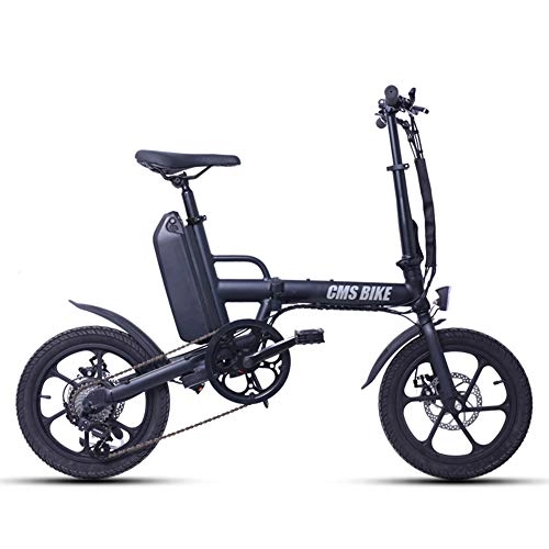 Bicicletas eléctrica : Bicicleta Eléctrica Plegable 16 Pulgada E-Bike Unisex Adulto, Velocidad MAX 30km / h, Autonomía hasta 50-80 km, Motor de 250W y Batería de 36V 13Ah, Shimano de 6 Velocidad, Negro
