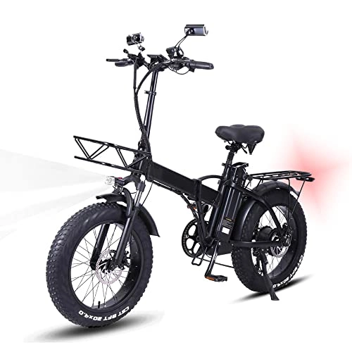 Bicicletas eléctrica : Bicicleta Eléctrica Plegable 20"* 4", E-Bike con Batería Extraíble 48 V / 15Ah, 7 Velocidades, 85N.m, Bici eléctricas de Off-Road Fat