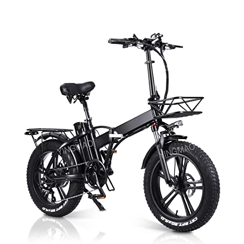 Bicicletas eléctrica : Bicicleta Eléctrica Plegable 20 Pulgadas, Fat Bici Electrica con 48V 15Ah Batería de Lones de Litio Desmontable, E-Bike para Adultos para Ciudad (One-Piece Wheel)