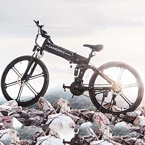 Bicicletas eléctrica : Bicicleta Eléctrica Plegable, 26" 60km Aleación De Aluminio De Larga Distancia E-Bike Portátil Bicicleta Eléctrica Plegable para Ciclismo, Batería De Lones De Litio De 48V 10Ah, Black