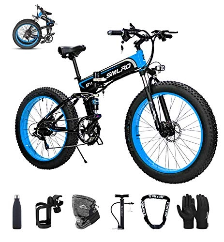 Bicicletas eléctrica : Bicicleta eléctrica Plegable, 500W Bicicleta Eléctrica de Montaña Ciclomotor 26" Ebike para Adulto, 48V / 15AH Batería de Litio-Ion, 7 Velocidades, 3 Modos de Arranque con Pantalla multifunción LCD