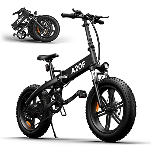 Bicicletas eléctrica : Bicicleta eléctrica Plegable ADO A20F para Hombres y Mujeres, Bicicleta eléctrica para Ciudad de 250 W, con batería extraíble de 36 V y 10, 4 Ah, 25 km / h, 7 Velocidades Shimano (Negro, 20F)