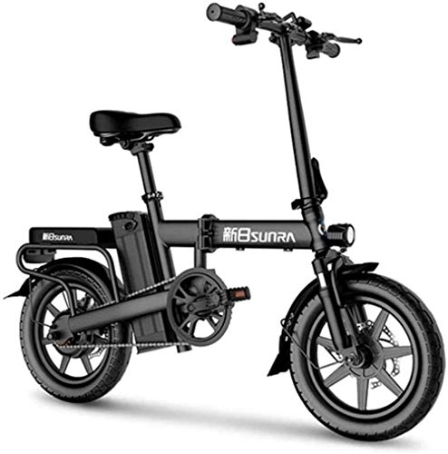 Bicicletas eléctrica : Bicicleta Eléctrica Plegable Adulto 14 pulgadas de bicicleta eléctrica con luz delantera LED de 48V extraíble de iones de litio de 350 W sin escobillas del motor Capacidad de carga de 330 libras Bicic