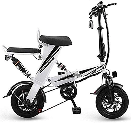 Bicicletas eléctrica : Bicicleta Eléctrica Plegable Adulto Bicicleta plegable eléctrica, velocidad máxima 30 km / h con 12 pulgadas de ruedas mini portátil y plegable pequeña batería de litio for hombres y mujeres Bicicleta