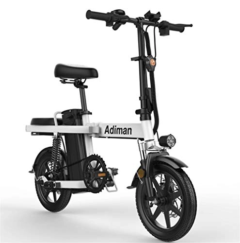 Bicicletas eléctrica : Bicicleta Eléctrica Plegable Adulto Blanco Mini Bike scooter pequeño Mate, plegable bicicleta eléctrica, batería de litio de hombres y mujeres adultos ultra ligero y conveniente E-bici, Conducir Kilom