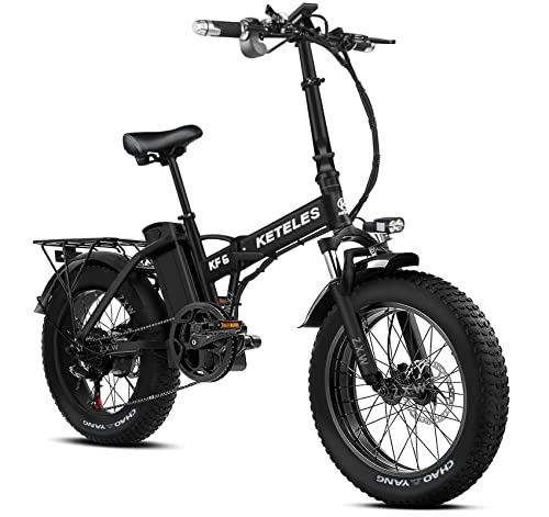 Bicicletas eléctrica : Bicicleta Eléctrica Plegable, Batería De Lones De Litio De 48V 18Ah con Neumático Gordo 20"* 4", Bicicletas Eléctricas De Montaña Adulto De Ciudad De Largo Alcance (KF6)