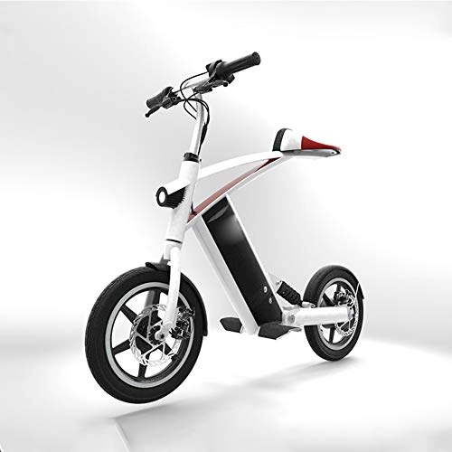 Bicicletas eléctrica : Bicicleta eléctrica plegable bicicleta 14 pulgadas velocidad variable freno disco adultos ultraligero bicicleta portátil hombres y adultos pequeña bicicleta, blanco