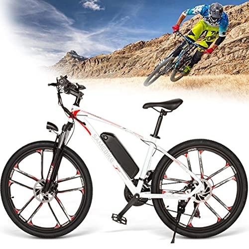 Bicicletas eléctrica : Bicicleta Eléctrica Plegable, Bicicleta De Aleación De Aluminio 26" 48V 8AH Batería Extraíble, Bicicleta Eléctrica con Guardabarros De PVC, Recorrido De Larga Distancia 80km, 35km / h, White
