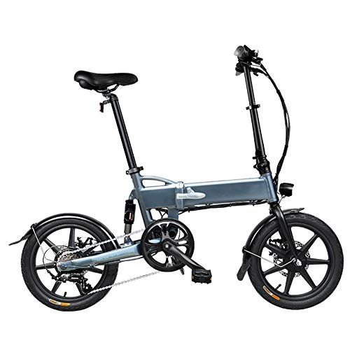 Bicicletas eléctrica : Bicicleta Eléctrica Plegable con 250W Motor Batería 36V 7.8AH y Ruedas de 16 Pulgadas Asiento Ajustable Bici Urbana de Aleación de Aluminio Ligera para Adulto, Gris