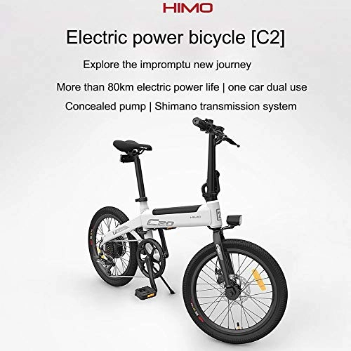 Bicicletas eléctrica : Bicicleta eléctrica plegable con luz LED frontal para adultos, bicicleta ciclomotor eléctrica HIMO C20, bicicleta eléctrica Shimano Speed, bicicleta eléctrica plegable 36V 10Ah
