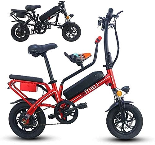 Bicicletas eléctrica : Bicicleta eléctrica plegable de 12 '', bicicleta eléctrica ajustable, ligera, con suspensión completa, bicicleta eléctrica plegable con pantalla LCD, motor de 350 W, 25 km / h para adultos en biciclet