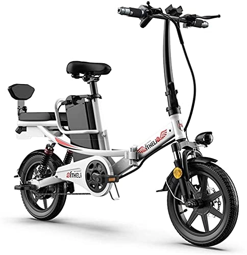 Bicicletas eléctrica : Bicicleta eléctrica plegable de 14 pulgadas, 48 ​​V, bicicleta eléctrica para adultos, marco de aleación de magnesio ligero ajustable, bicicleta de ciudad para desplazamientos urbanos, ciclismo al air