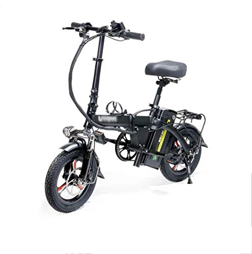 Bicicletas eléctrica : Bicicleta eléctrica Plegable de 14 Pulgadas Bicicleta asistida por batería de Litio Asiento pequeño y cómodo para Adultos Motor sin escobillas 400 (w) Iluminación LED 48V conducción