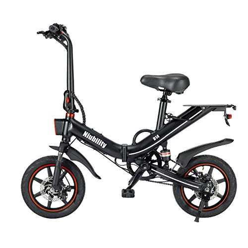 Bicicletas eléctrica : Bicicleta eléctrica plegable de 14 pulgadas con motor de 400 W, bicicleta de montaña plegable con batería de litio de 48 V y 15 Ah, 25 km / h, para adultos, hombres y mujeres.