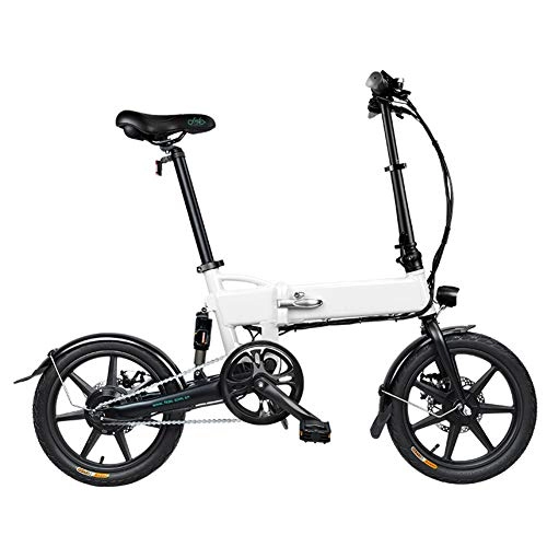 Bicicletas eléctrica : Bicicleta Eléctrica Plegable de 16 Pulgadas con 250W Motor Batería de Lones de Litio de 7.8AH 36V Bici Urbana de Aleación de Aluminio Ligera para Adulto, Blanco