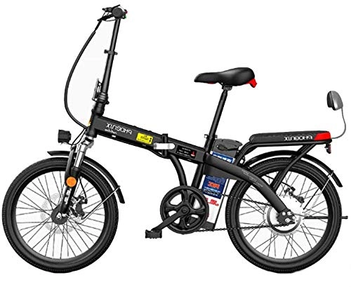 Bicicletas eléctrica : Bicicleta eléctrica plegable de 20 "con batería extraíble de iones de litio de gran capacidad (48V 250W), 3 modos de conducción, frenos de disco dobles Bicicleta eléctrica (Color: Negro, Tamaño: 90KM)