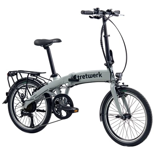 Bicicletas eléctrica : Bicicleta eléctrica plegable de 20 pulgadas, Akimbo, bicicleta eléctrica plegable Pedelec con 8 marchas Shimano Acera, bicicleta eléctrica plegable con motor trasero, 250 W, 36 V, 360 Wh, 50 Nm, gris