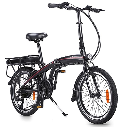 Bicicletas eléctrica : Bicicleta eléctrica plegable de 20 pulgadas, bicicleta eléctrica plegable, bicicleta eléctrica plegable eléctrica con luz LED, 120 kg (negro y rojo, batería de 10 Ah)