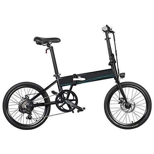 Bicicletas eléctrica : Bicicleta eléctrica plegable de 20 pulgadas D4S con velocidad variable para adultos, con estuche de herramientas, cargador, engranaje de 6 velocidades, 30 km / h, recibida en 3 – 7 días, color negro