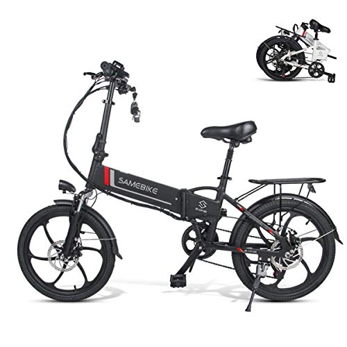 Bicicletas eléctrica : Bicicleta eléctrica plegable de 20 pulgadas, para adultos, 48 V, 500 W, con batería de iones de litio extraíble de 48 V, 10, 4 Ah, marco de aleación de aluminio (negro)