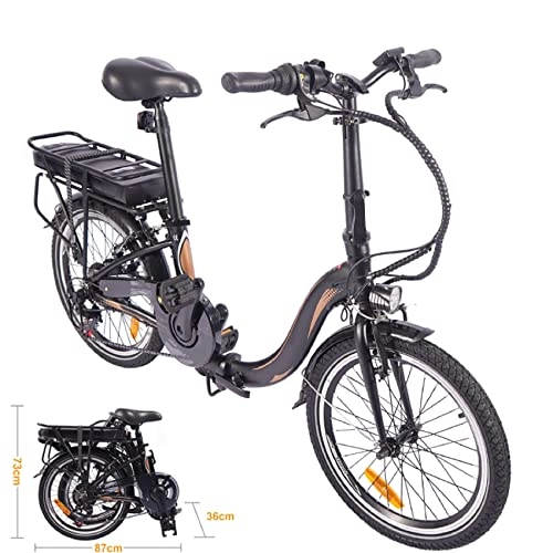 Bicicletas eléctrica : Bicicleta eléctrica plegable de 20 pulgadas, para hombre y mujer, 250 W, batería de 10 Ah, máx. 120 kg, hasta 55 km