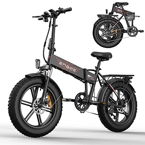 Bicicletas eléctrica : Bicicleta Eléctrica Plegable de 20"x 4.0 Neumático Grueso Bicicleta Eléctrica para Adultos con Motor de 750 W, Batería Extraíble de 48 V 12, 5 Ah, 7 Velocidades y Amortiguador Doble, Negro