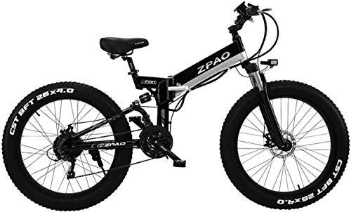 Bicicletas eléctrica : Bicicleta eléctrica plegable de 26 "y 500 vatios, bicicleta de montaña de 4.0 neumáticos gruesos, manillar ajustable, pantalla LCD con enchufe USB, bicicleta de asistencia al pedal (tamaño: 12.8Ah)