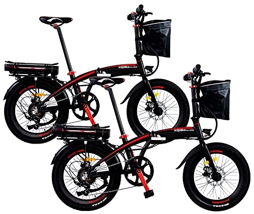 Bicicletas eléctrica : Bicicleta Eléctrica Plegable Fat Tire 20" para Adultos / Ebike Shimano 7 Velocidades / Bicicletas Eléctricas con Pedal Assist / con Motor 250W y Batería de Litio Extraíble 48V / 10.4Ah, Cantidad: 2