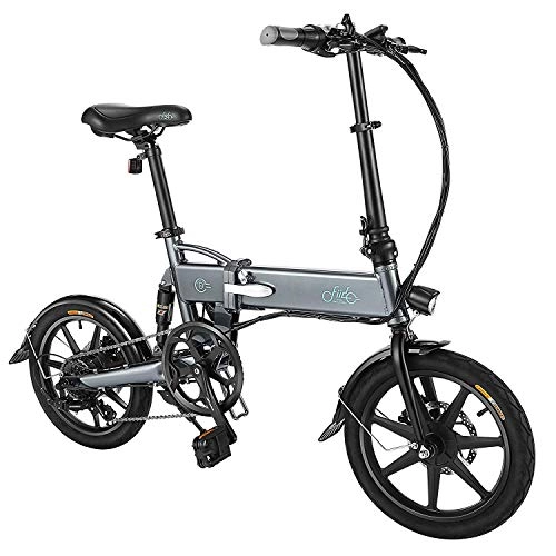 Bicicletas eléctrica : Bicicleta Eléctrica Plegable, Fiido D2 Ebike 7.8Ah Batería de Lones de Litio 250W Tres Modalidades de Funcionamiento 14 Pulgadas con luz LED Frontal para Adultos (D2-Gris)