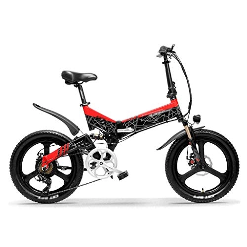 Bicicletas eléctrica : Bicicleta eléctrica Plegable G650 20 Pulgadas Bicicleta eléctrica Plegable 400W 48V 10.4Ah / 12.8Ah Batería de ión de Litio 5 Nivel Pedal Assist Suspensión Delantera y Trasera