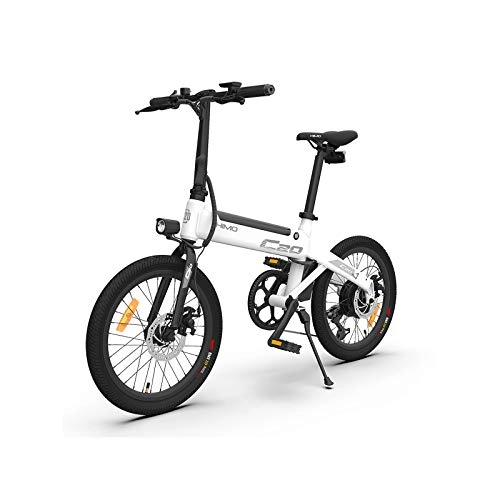 Bicicletas eléctrica : Bicicleta eléctrica plegable HIMO C20, recorrido de hasta 80 kilómetros, velocidad de conducción de hasta 25 km / h, plegado en tres niveles, rueda de cepillo de 250 W (blanco)