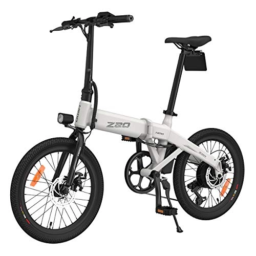 Bicicletas eléctrica : Bicicleta eléctrica Plegable HIMO Z20 25 km / h 80KM kilometraje 250W 3 Modos de conducción IP7X Impermeable 20 Pulgadas ebike para Mujeres Hombres niños Blanco