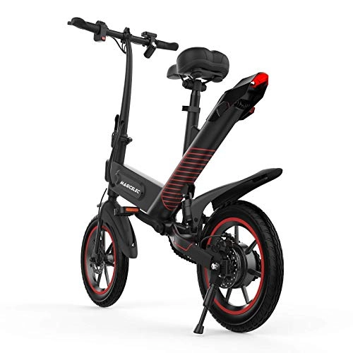 Bicicletas eléctrica : Bicicleta eléctrica plegable, motor eléctrico de 350 W, neumáticos de 14 pulgadas, ajuste de 3 modos de trabajo, amortiguador central, bicicleta eléctrica de viaje al aire libre