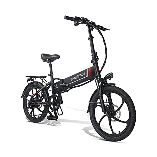 Bicicletas eléctrica : Bicicleta Eléctrica Plegable Para Adultos, Bicicleta Plegable De 350w De La Ciudad De 20 '', Bicicleta Eléctrica Con 48v 10.4ah Batería De Iones De Litio Extraíble, Shimano 7 Velo(Color:20 inch-Black)